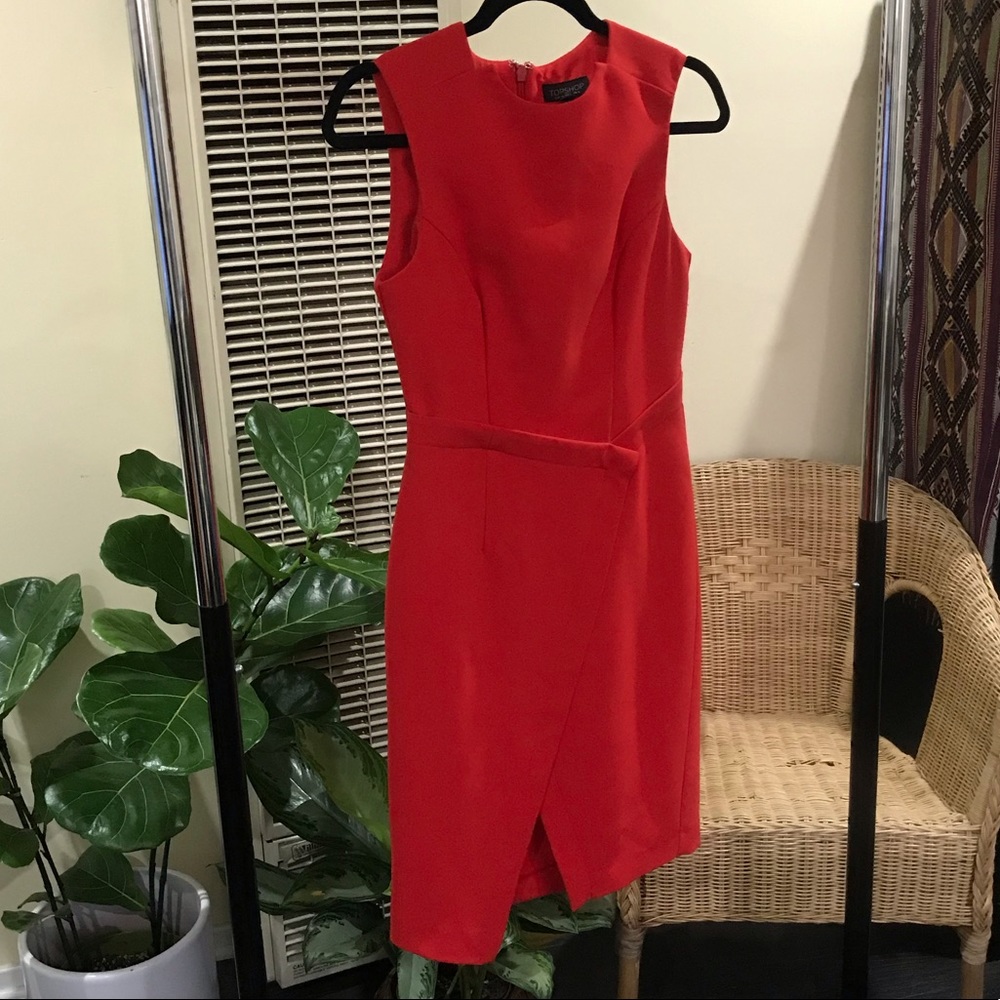 Topshop Red Fitted Dress